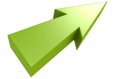 Yeşil ok, beyaz arka plan ile izole