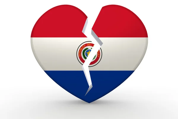 Corazón blanco roto con bandera de Paraguay —  Fotos de Stock