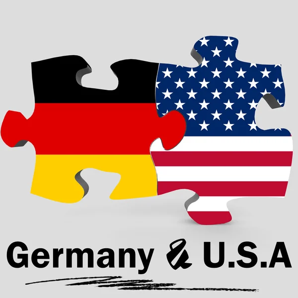 USA und Deutschland-Flaggen im Puzzle — Stockfoto