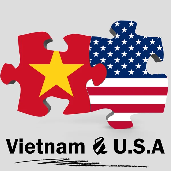 VS en Vietnam vlaggen in puzzel — Stockfoto