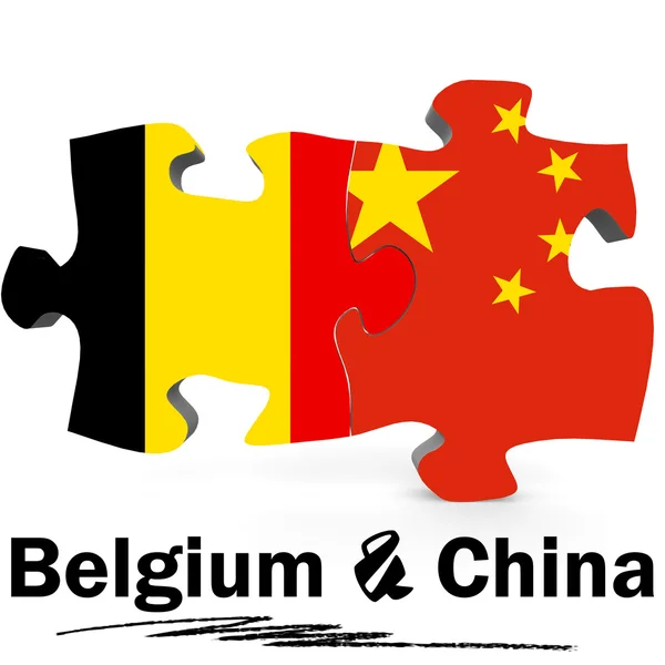 China en België vlaggen in puzzel — Stockfoto