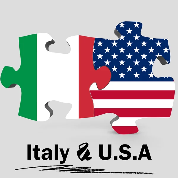Bulmaca ABD ve İtalya Bayraklarda — Stok fotoğraf