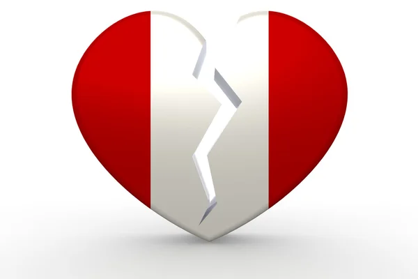 Σπασμένο λευκό καρδιά σχήμα με σημαία του Περού — Φωτογραφία Αρχείου