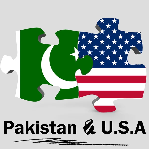 Drapeaux USA et Pakistan en puzzle — Photo