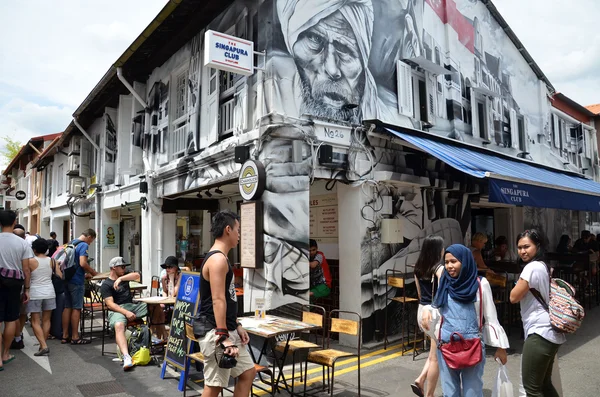 Hacı lane, Singapur, dekoratif duvar resmi — Stok fotoğraf