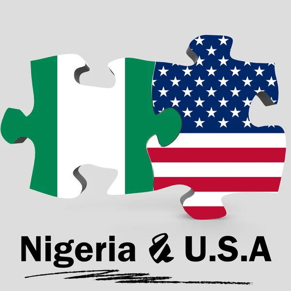 Banderas de EE.UU. y Nigeria en rompecabezas —  Fotos de Stock