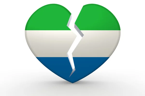 Złamane serce biały kształt z flaga Sierra Leone — Zdjęcie stockowe