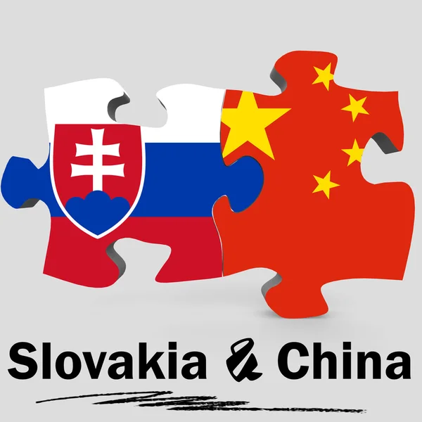 Bandeiras da China e Eslováquia no quebra-cabeça — Fotografia de Stock