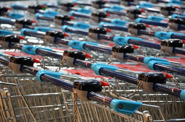 Shopping carts to buy food and other goods — ストック写真
