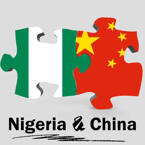 Chine et Nigeria drapeaux dans le puzzle — Photo