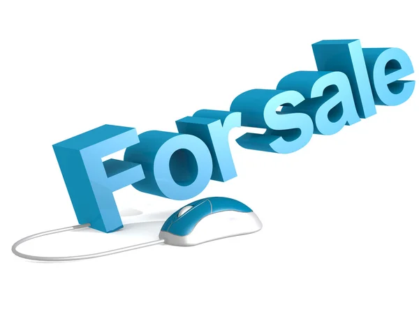 In vendita parola con il mouse blu — Foto Stock