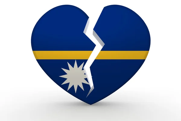 Broken white heart shape with Nauru flag — Stock Photo, Image