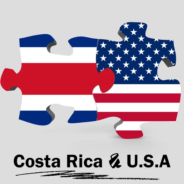 Banderas de Estados Unidos y Costa Rica en rompecabezas — Foto de Stock