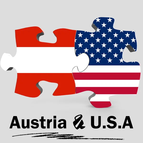 Bandiere USA e Austria nel puzzle — Foto Stock
