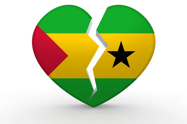Broken white heart shape with Sao Tome and Principe flag — Stock Photo, Image