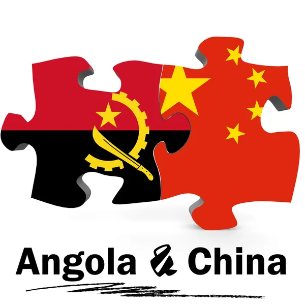 China and Angola flags in puzzle — Stock Photo, Image