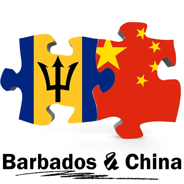 Bandeiras da China e Barbados no quebra-cabeça — Fotografia de Stock