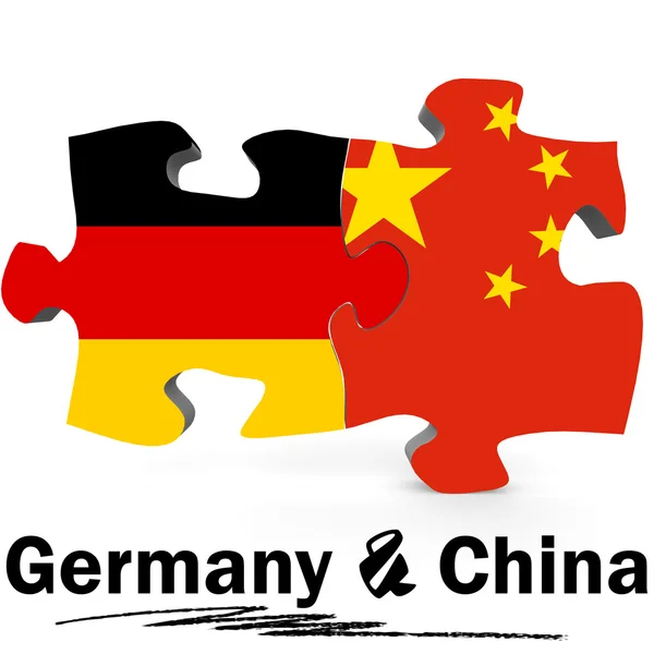 China und Deutschland Flaggen in Puzzle — Stockfoto