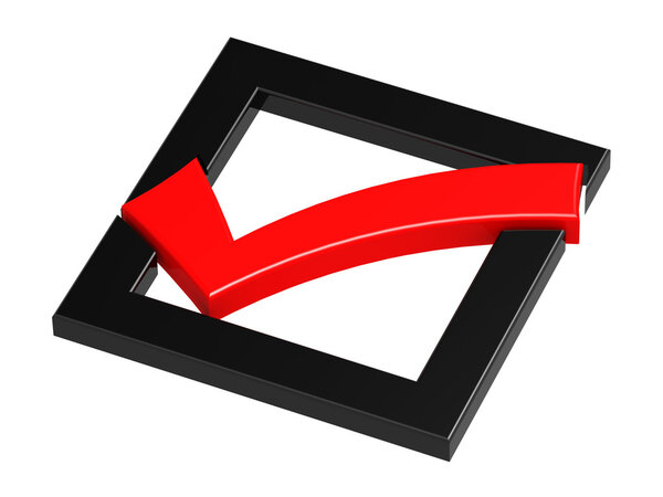 Red checkmark with black square