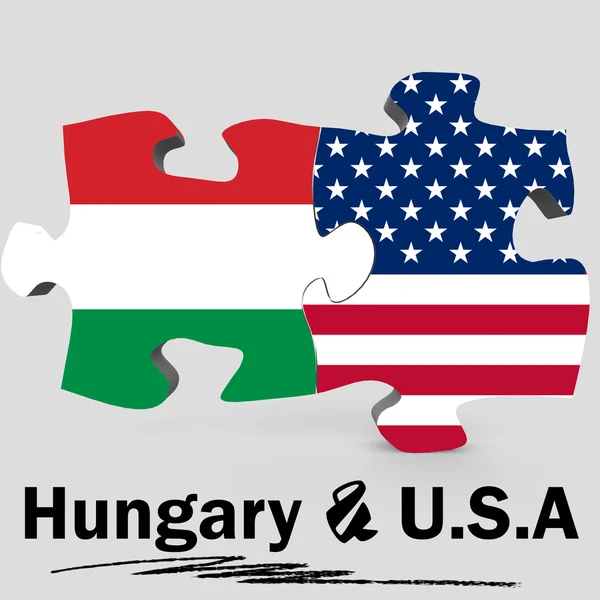 USA and Hungary flags in puzzle — Stockfoto