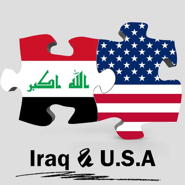 USA and Iraq flags in puzzle — Stockfoto