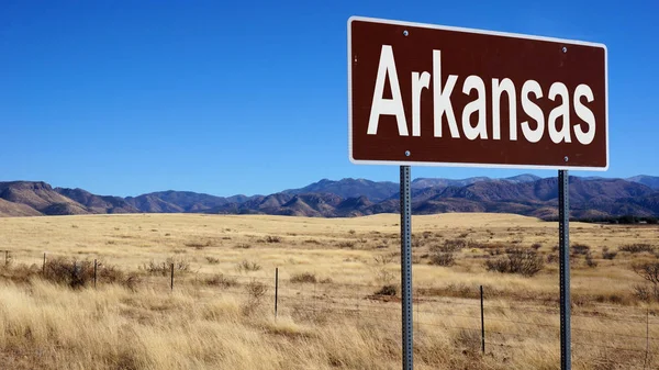 Arkansas cartello stradale marrone — Foto Stock