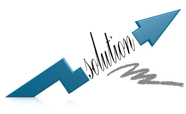 Flecha azul con palabra solución — Foto de Stock