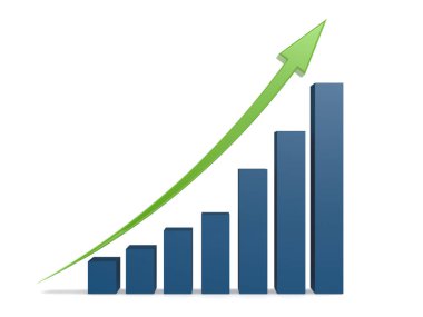 Yeşil ok ile mavi bar