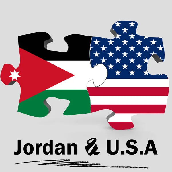 USA and Jordan flags in puzzle — Stockfoto