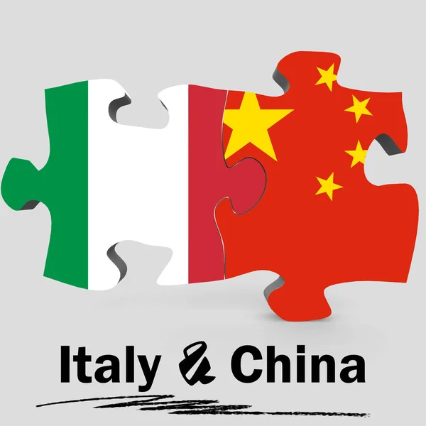 China and Italy flags in puzzle — Stock Photo, Image