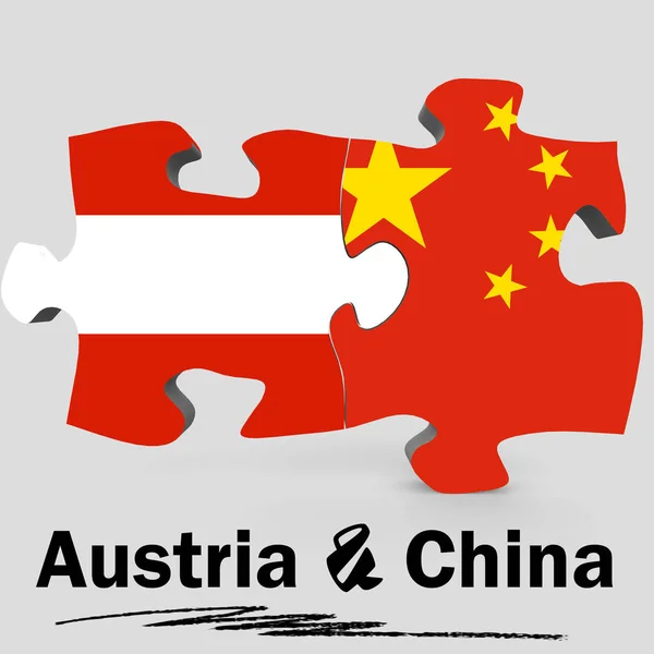 China and Austria flags in puzzle — Stock Photo, Image