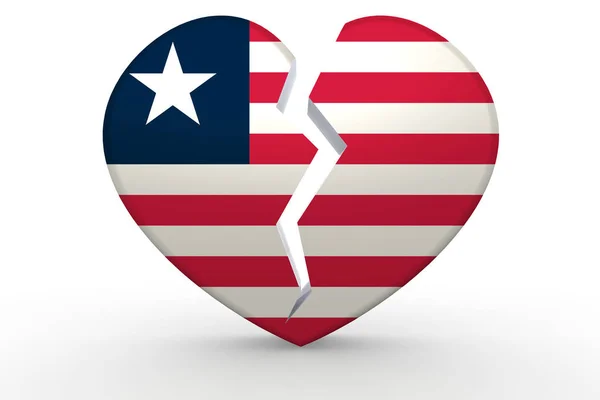 Broken white heart shape with Liberia flag — Stock Photo, Image