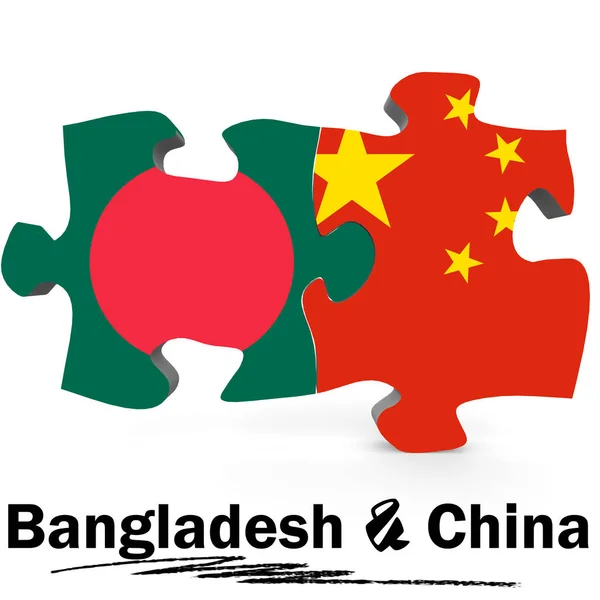 China and Bangladesh flags in puzzle — Stock Photo, Image