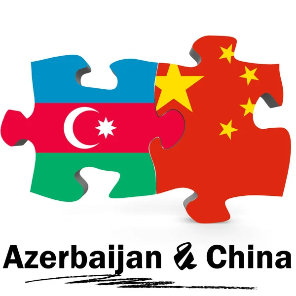 China en Azerbeidzjan vlaggen in puzzel — Stockfoto