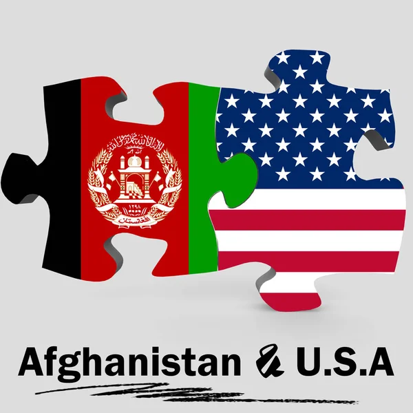 Drapeaux américains et afghans en puzzle — Photo