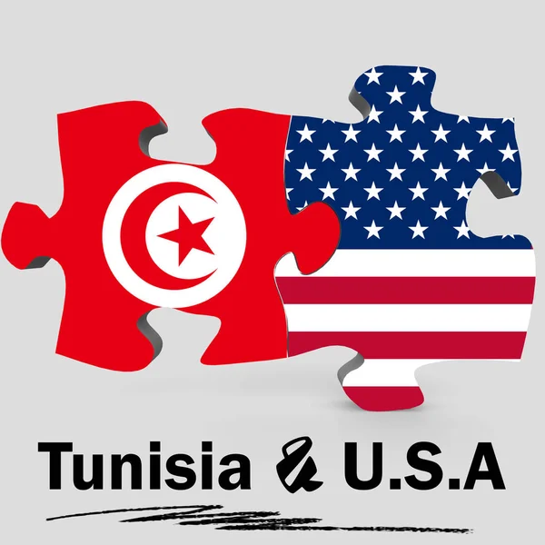 USA und Tunesien Flaggen in Puzzle — Stockfoto