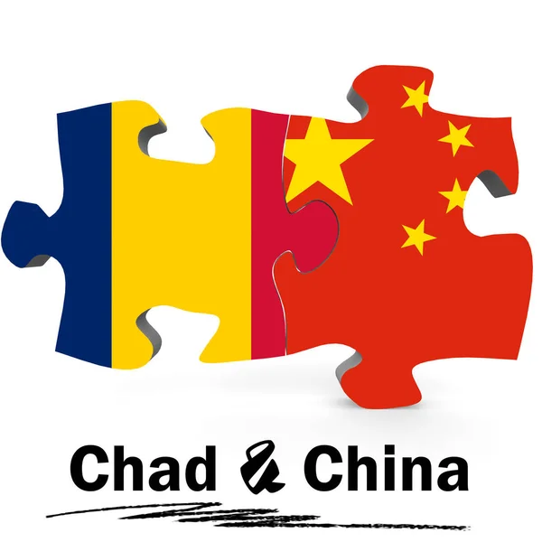 Chiny i Chad flagi w puzzle — Zdjęcie stockowe