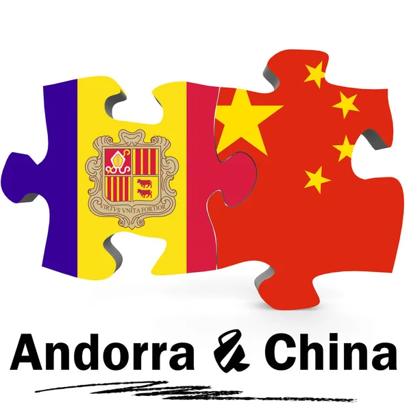 Drapeaux Chine et Andorre en puzzle — Photo
