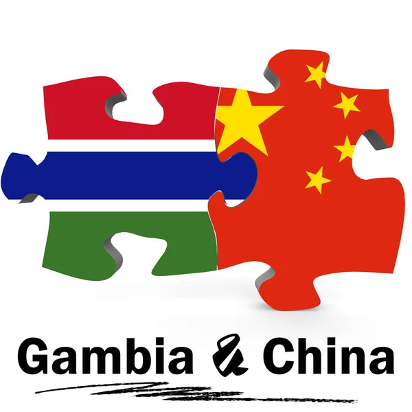 China and Gambia flags in puzzle — Stock Photo, Image