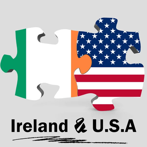 USA and Ireland flags in puzzle — стокове фото