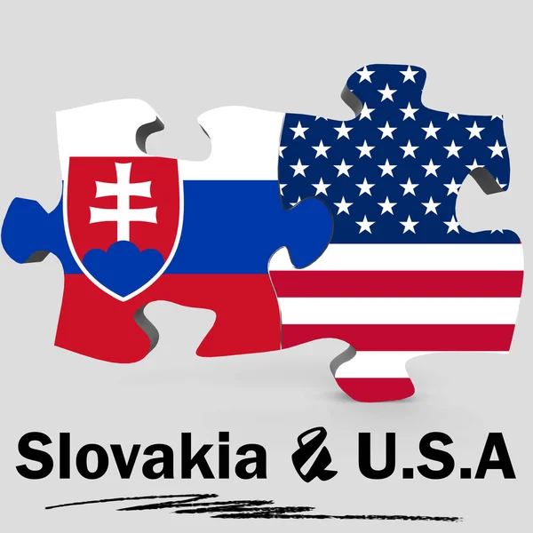 Bandeiras dos EUA e Eslováquia no quebra-cabeça — Fotografia de Stock