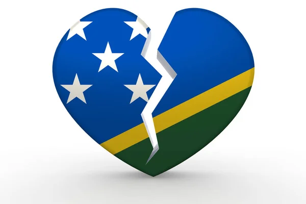 Broken white heart shape with Solomon Islands flag — Stock Photo, Image