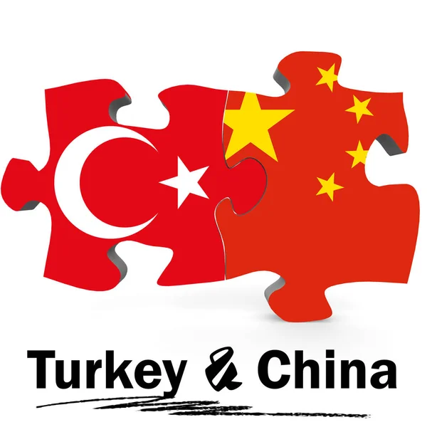 Κίνα και Τουρκία σημαίες σε παζλ — Φωτογραφία Αρχείου