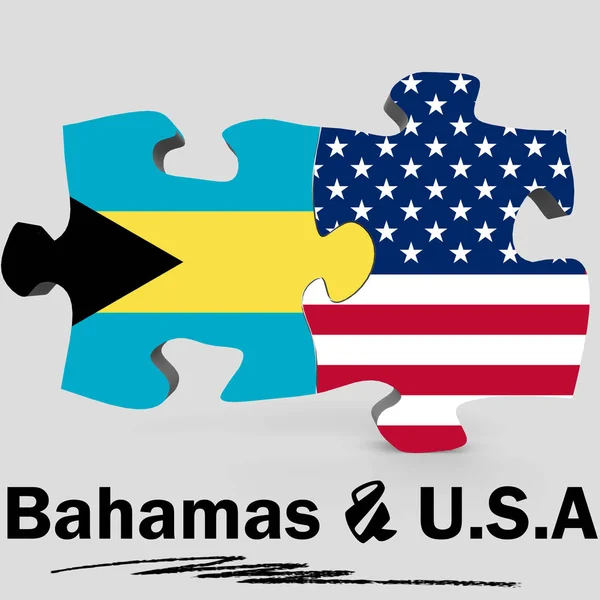 USA i Bahamy flagi w puzzle — Zdjęcie stockowe