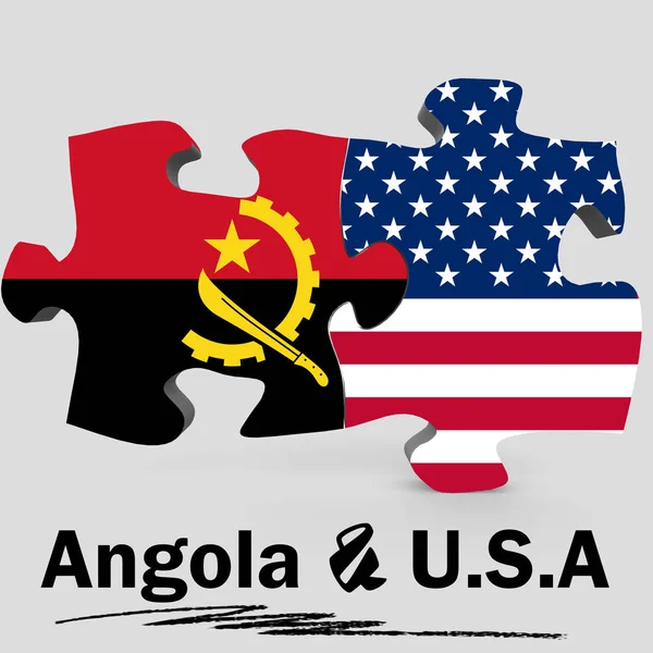 미국 및 퍼즐에서 앙골라 플래그 — 스톡 사진