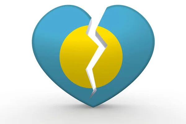 Forma de coração branco quebrado com bandeira de Palau — Fotografia de Stock