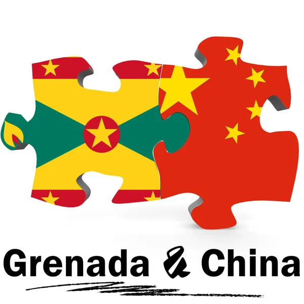 Chiny i Grenada flagi w puzzle — Zdjęcie stockowe