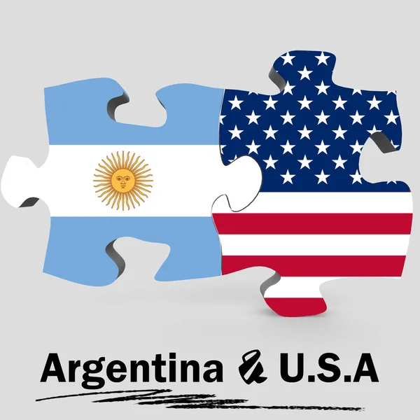 USA och Argentina flaggor i pussel — Stockfoto