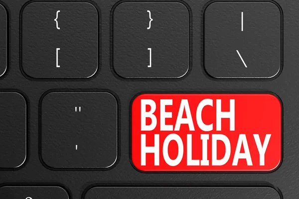 Beach Holiday on black keyboard — Stock Photo, Image