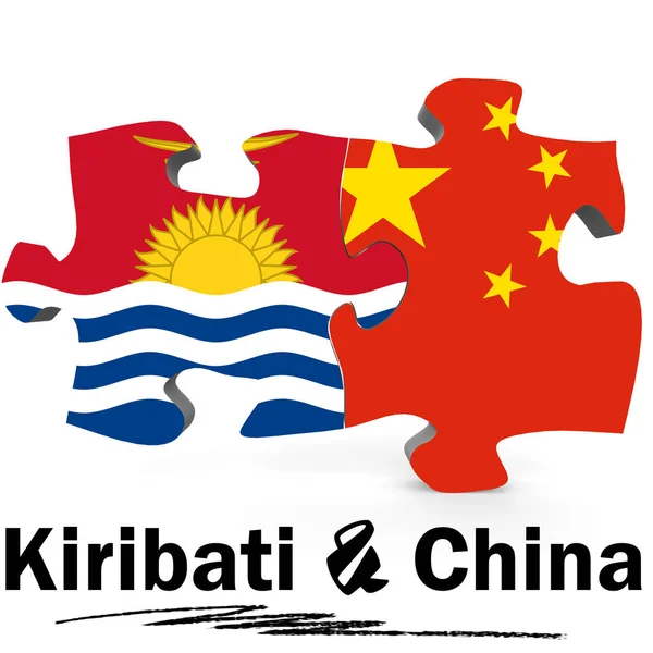 China and Kiribati flags in puzzle — Stock Photo, Image